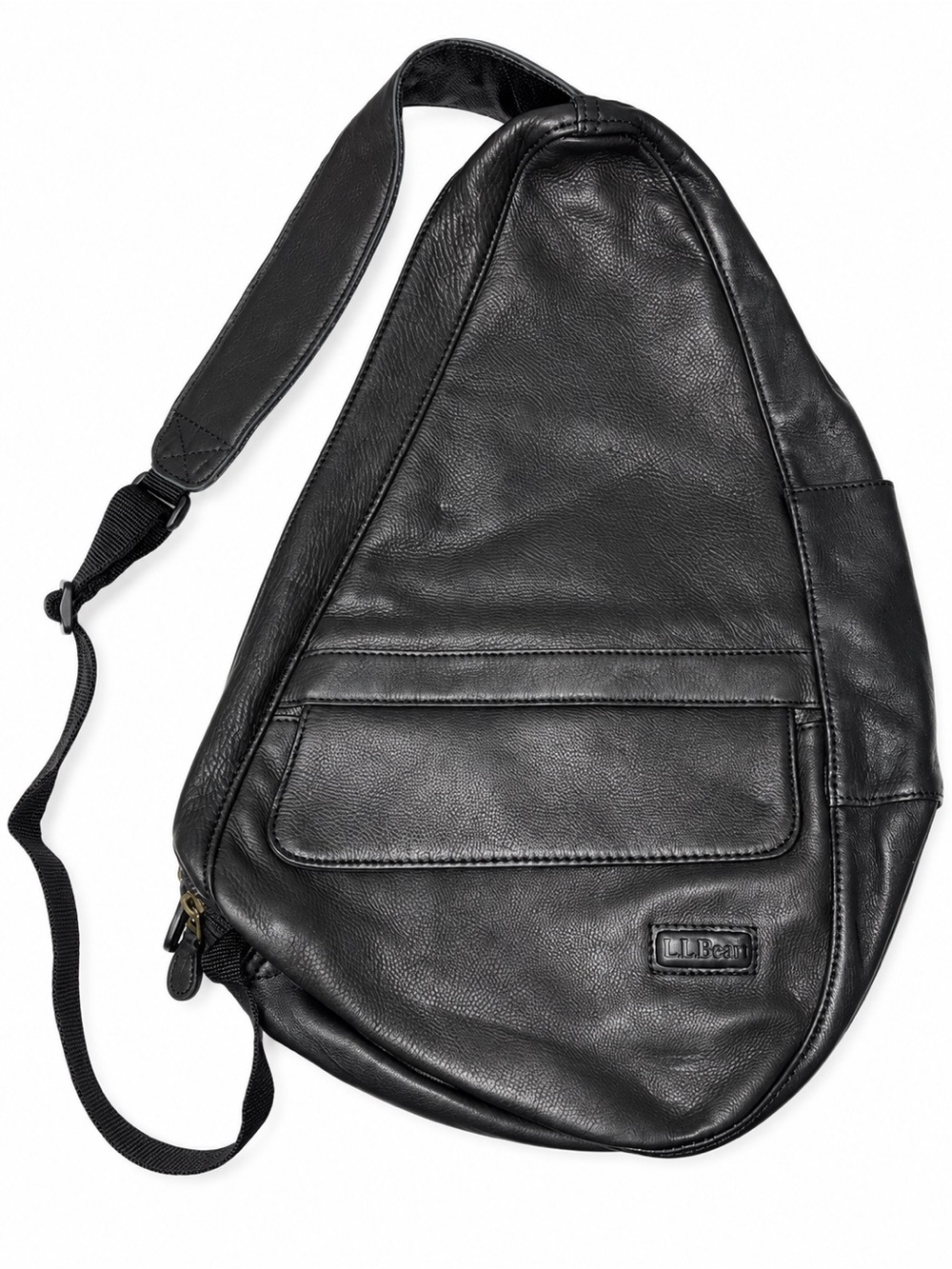 Vintage L.L.Bean AmeriBag Healthy Back Bag Medium Black Genuine Leather Sling